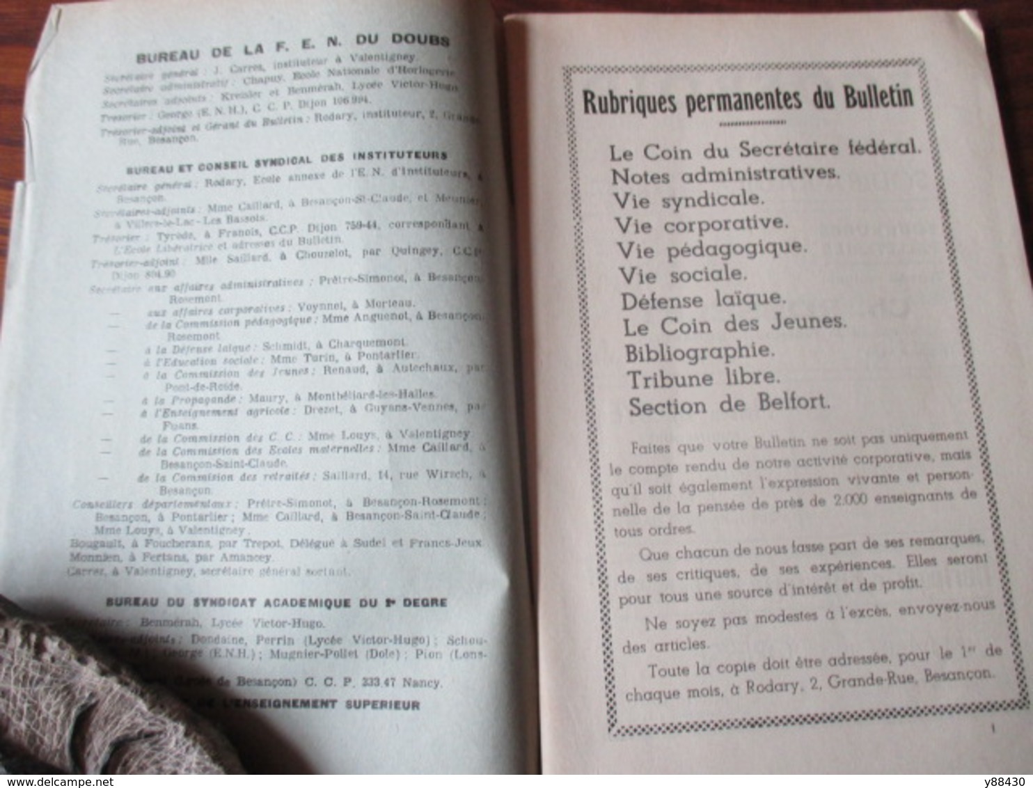 BULLETIN De La Fédération De L'Education Nationale Du DOUBS à BESANCON - Année 1950 . N°3 - 84 Pages -24 Scan - Fichas Didácticas