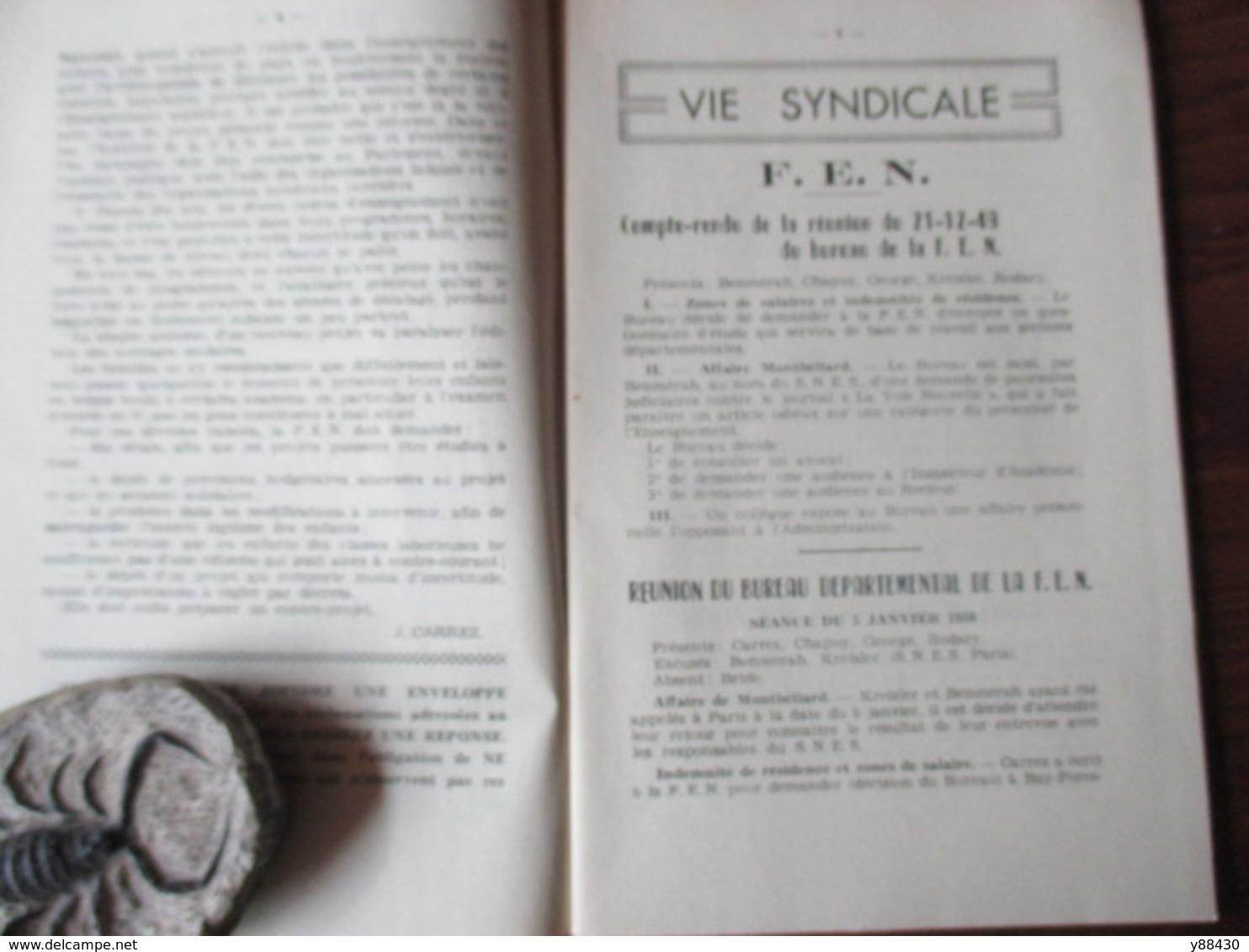 BULLETIN De La Fédération De L'Education Nationale Du DOUBS à BESANCON - Année 1950 . N°3 - 84 Pages -24 Scan - Fichas Didácticas