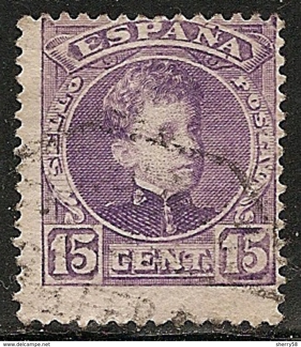 1901-1905-ED. 246 ALFONSO XIII TIPO CADETE 15 CTS VIOLETA-USADO FECHADOR AMBULANTE FERROVIARIO- - Used Stamps