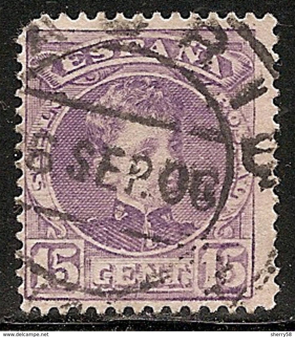 1901-1905-ED. 246 ALFONSO XIII TIPO CADETE 15 CTS VIOLETA-USADO FECHADOR MADRID 26SEP06 - Used Stamps