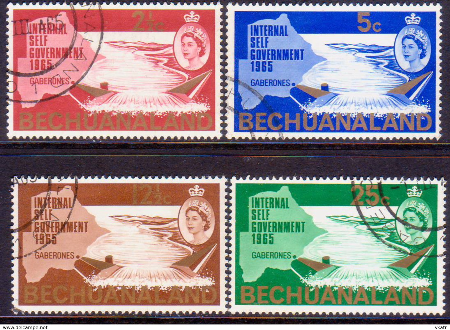 1965 BECHUANALAND Protectorate SG 186-89 Compl.set Used New Constitution - 1885-1964 Bechuanaland Protectorate