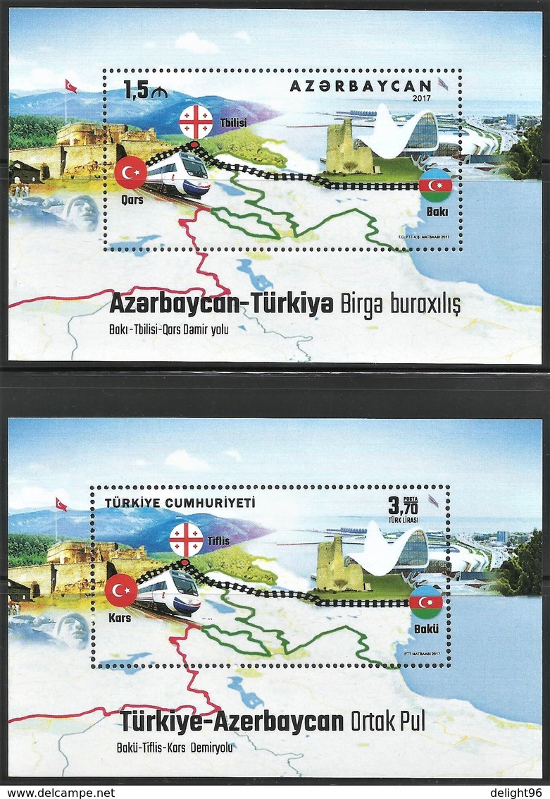 2017 Azerbaijan / Turkey Opening Of Kars - Tbilisi - Baku Railway Joint Issue (** / MNH / UMM) - Joint Issues