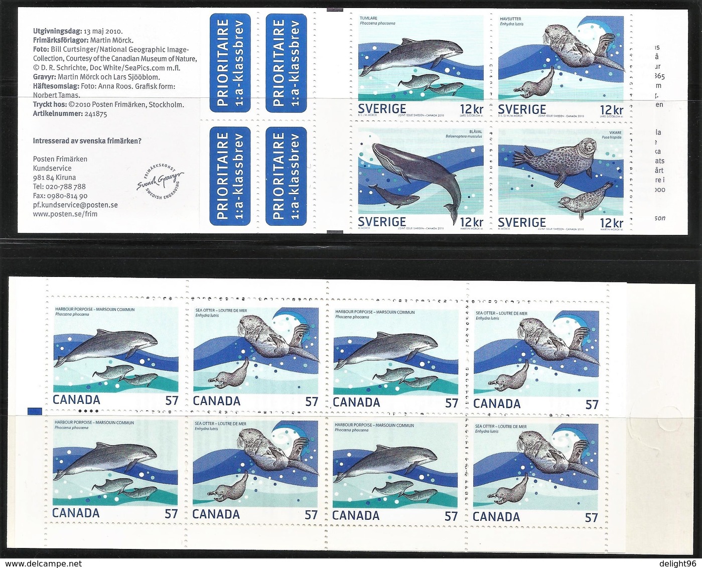 2010 Canada / Sweden Marine Life Joint Issue (** / MNH / UMM) - Gemeinschaftsausgaben