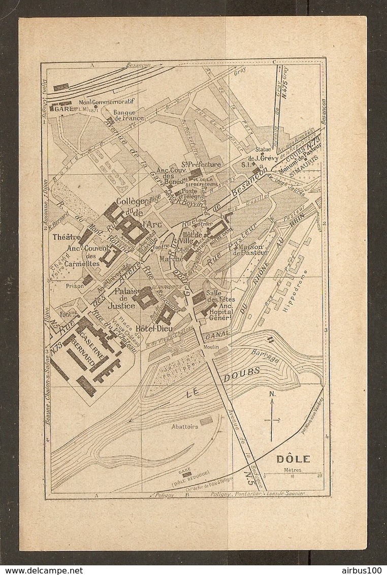CARTE PLAN 1935 - DOLE CASERNE BERNARD BANQUE DE FRANCE COUVENT CARMELITES - Topographical Maps