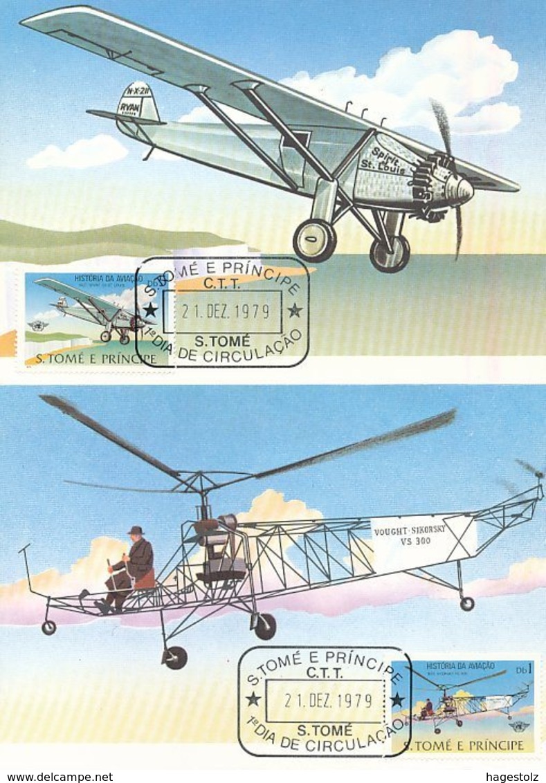 São Tomé E Príncipe 1979 AVIATION Aircraft Airplane Avion Flugzeug Maxicard Carte Maximum 5 Maxi Card St Thomas & Prince - Aerei