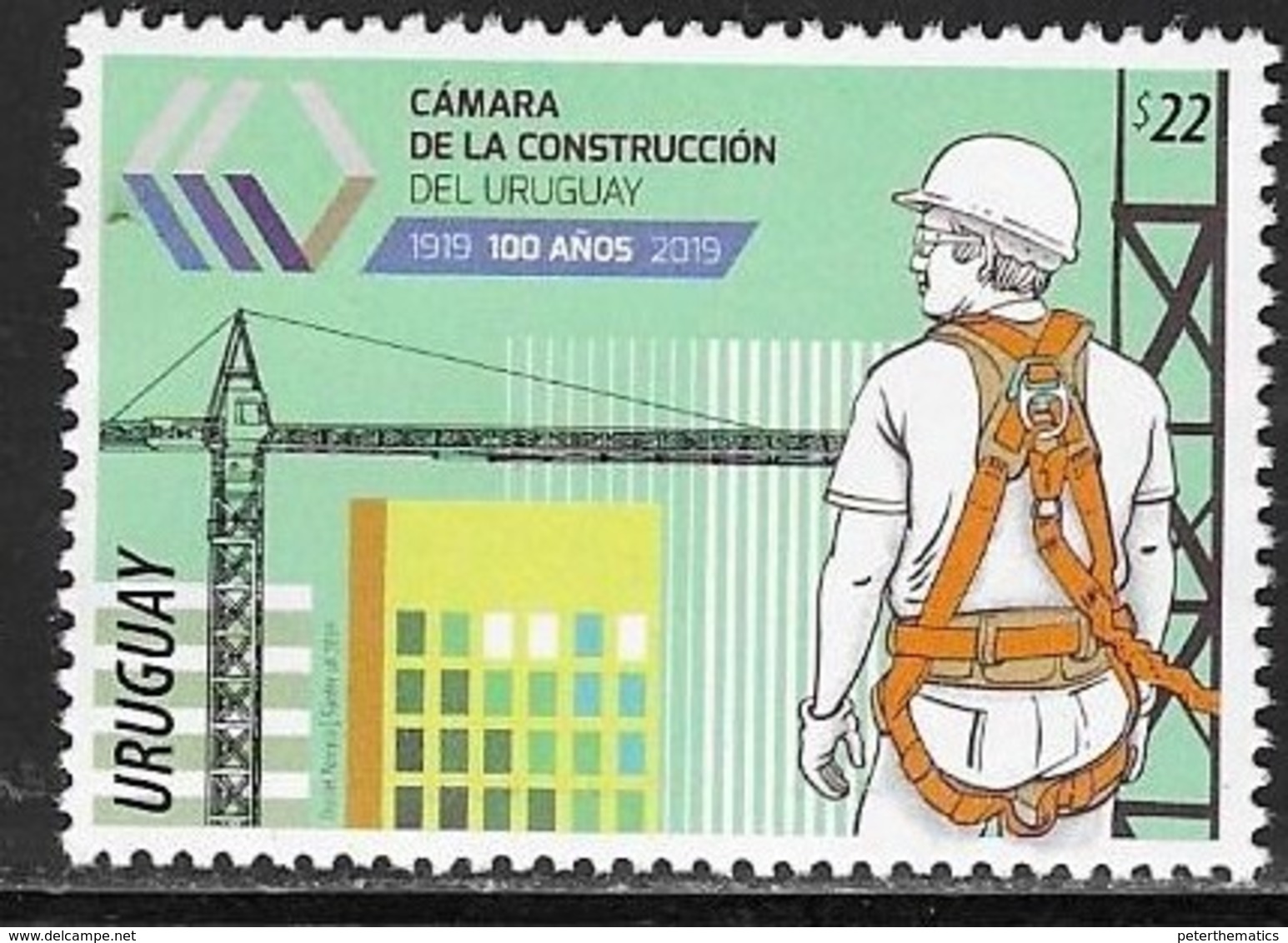 URUGUAY, 2019, MNH,CONSTRUCTION, WORKERS, CRANES, 1v - Other & Unclassified