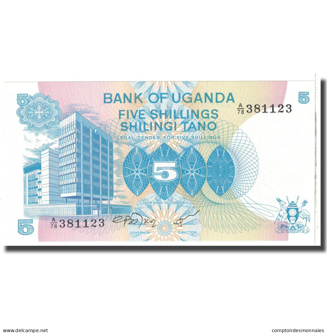 Billet, Uganda, 5 Shillings, KM:10, NEUF - Ouganda