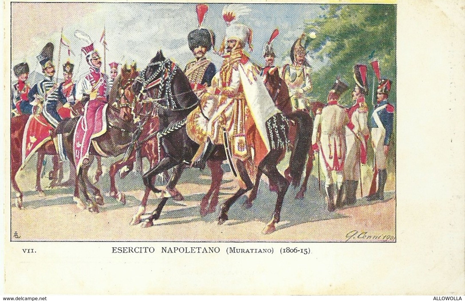 4100 "ESERCITO NAPOLETANO -ILLUSTRAZIONE N° 7 DI QUINTO CENNI" CARTOLINA POSTALE ORIGINALE NON SPEDITA - Uniformi