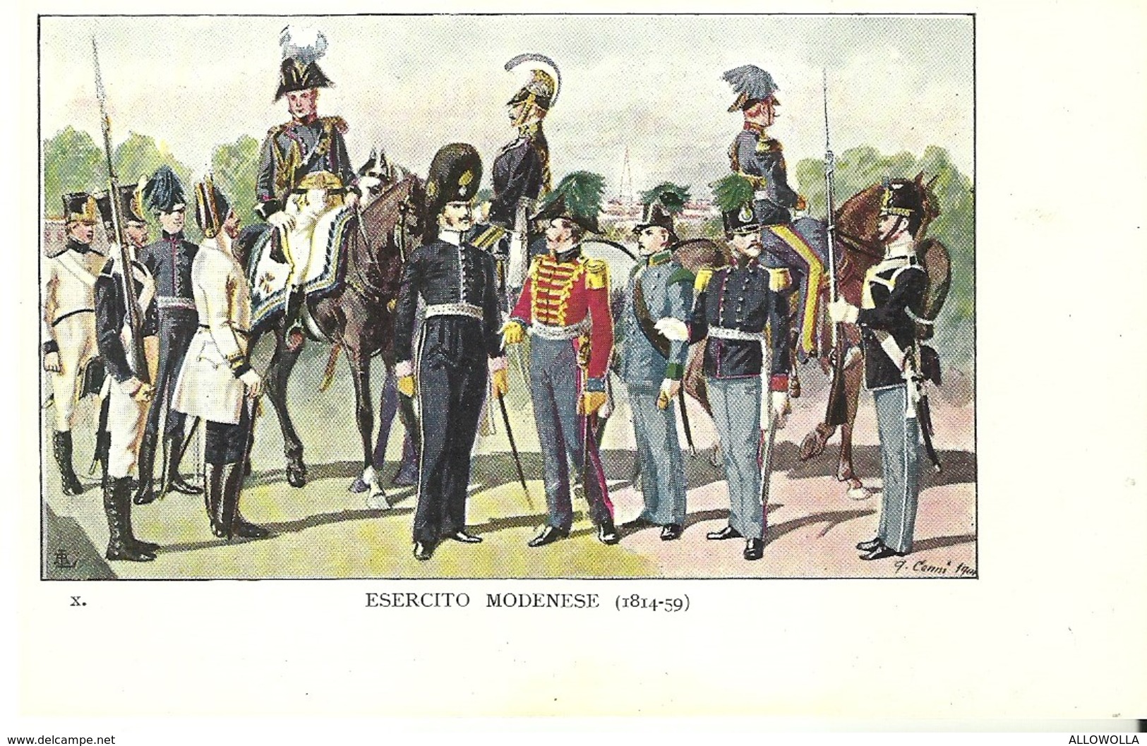 4103 "ESERCITO MODENESE -ILLUSTRAZIONE N° 10 DI QUINTO CENNI" CARTOLINA POSTALE ORIGINALE NON SPEDITA - Uniformi