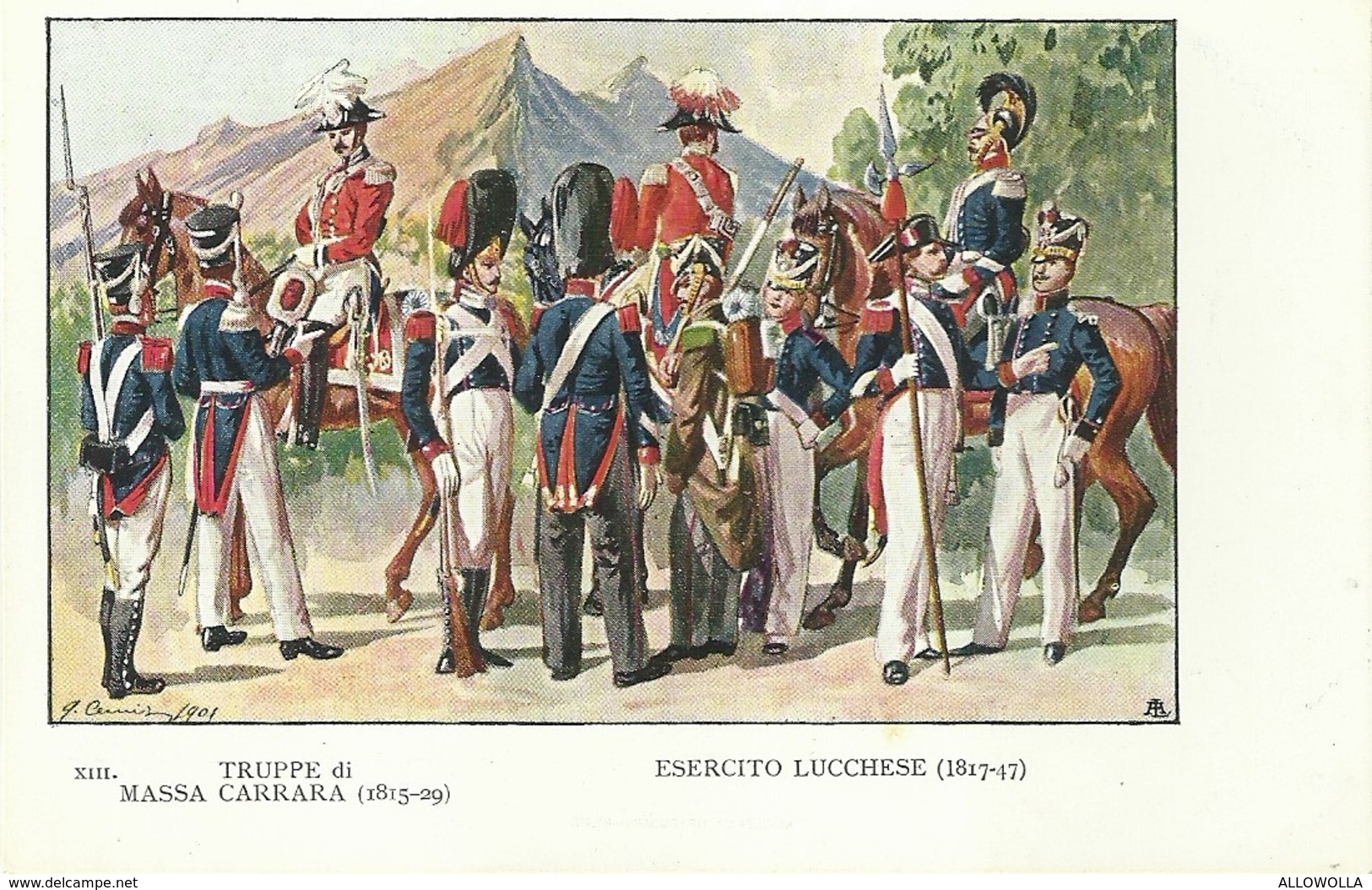 4106 "ESERCITO LUCCHESE -ILLUSTRAZIONE N° 13 DI QUINTO CENNI" CARTOLINA POSTALE ORIGINALE NON SPEDITA - Uniformi