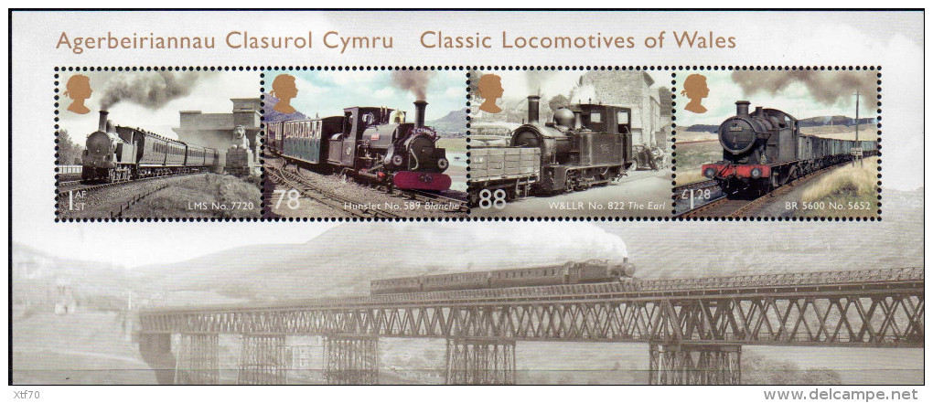 GREAT BRITAIN 2014 Classic Locomotives Of Wales M/S - Blocks & Miniature Sheets