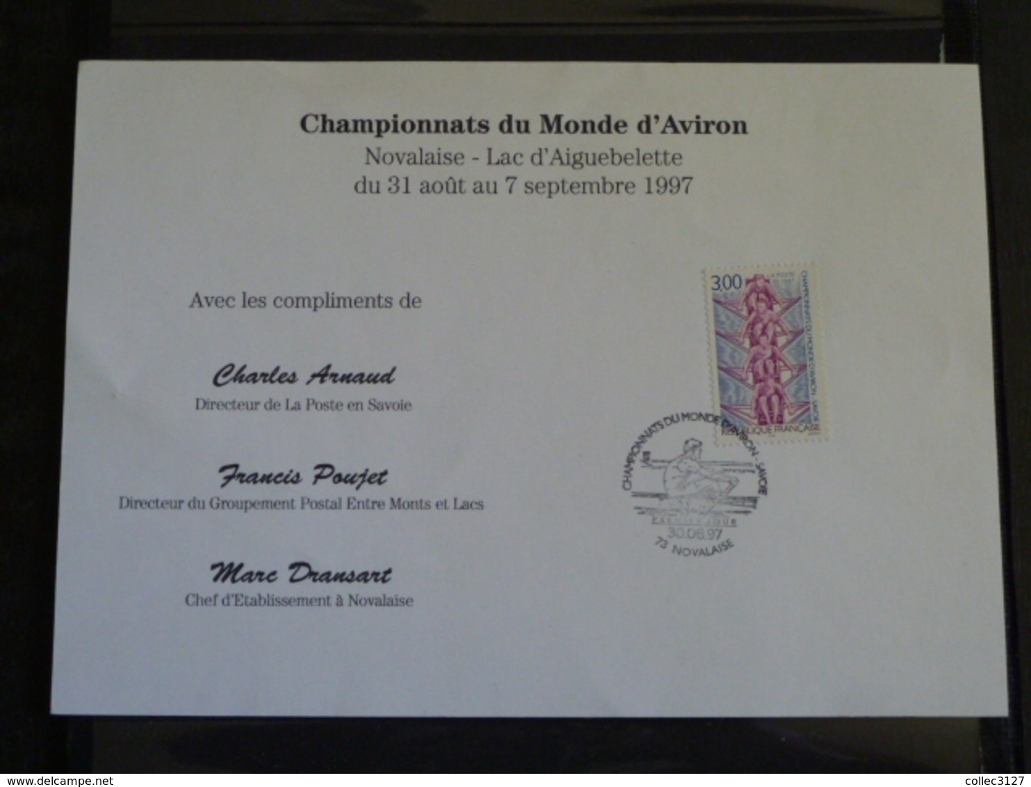 CX02 - Document Souvenir Premier Jour Championnats Du Monde D'Aviron- Novalaise (73) 30/08/1997 - 1990-1999