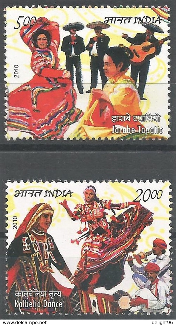 2010 India Folk Dances (joint With Mexico) Set And Minisheet (** / MNH / UMM) - Joint Issues