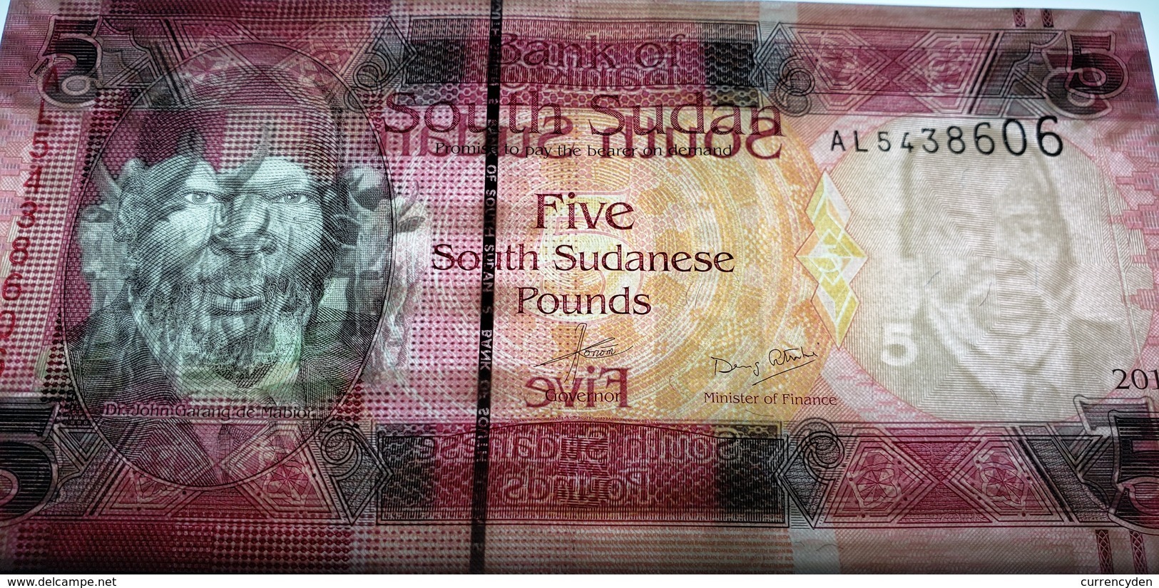 South Sudan P6, 5 Pounds, Dr. John Garang De Mabior / Longhorn Cattle 2015 UNC - Südsudan