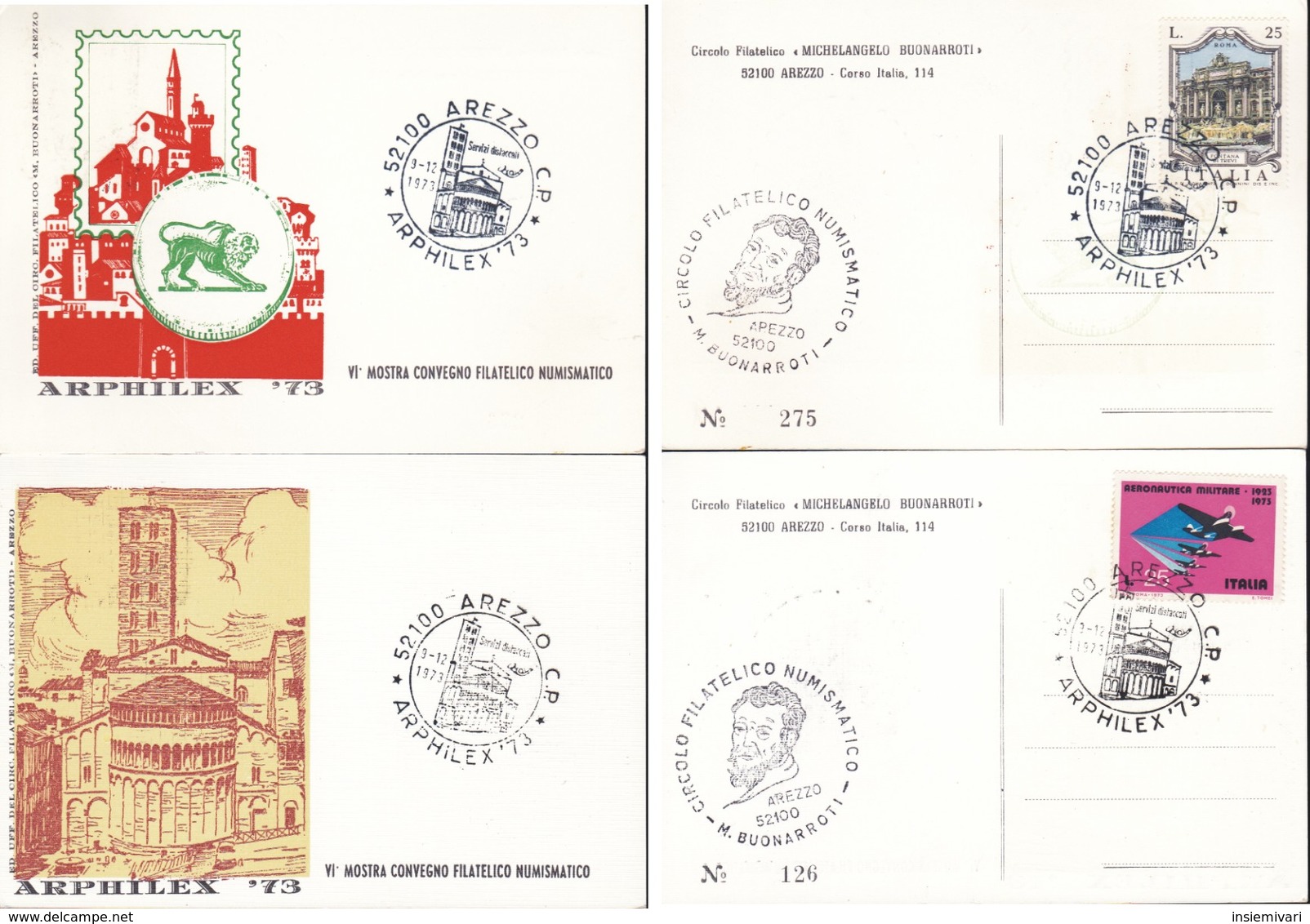 ITALIA 1973 - AREZZO:ARPHILEX.2 PEZZI N.v. - Manifestazioni