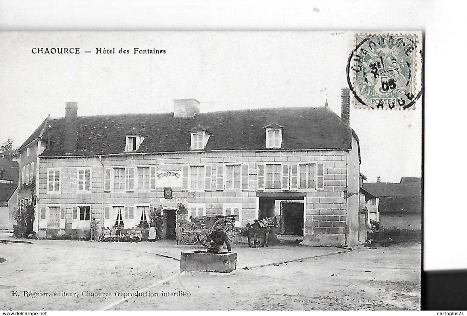 CHAOURCE  HOTEL DES FONTAINES  GROS PLAN   ATTELAGE CHEVAL    DEPT 10 - Chaource