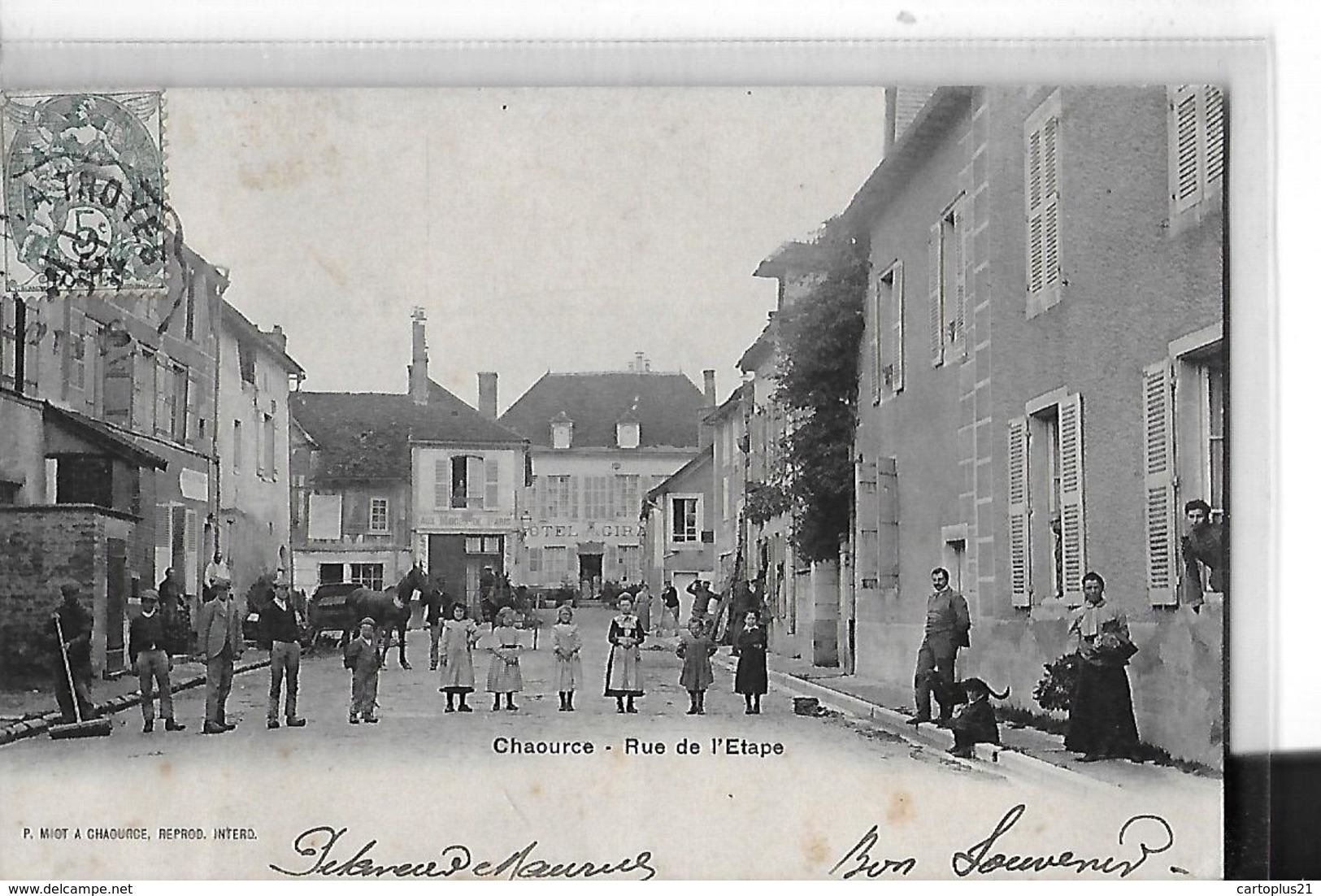 CHAOURCE  RUE DE L ETAPE    HOTEL  GROUPE PERSONNAGES  TIRAGE 1900   DEPT 10 - Chaource