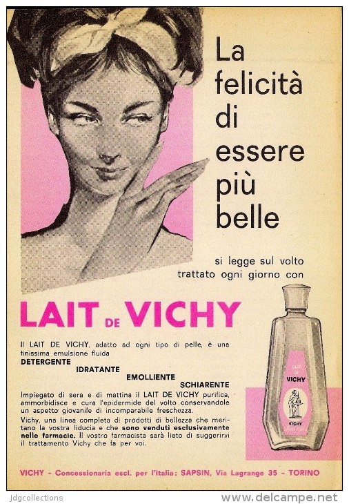 # LAIT DE VICHY 1950s Advert Pubblicità Publicitè Reklame Milk Cream Crema Creme Hydratante Protector Beautè - Sin Clasificación