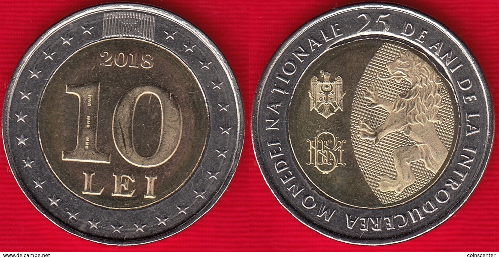 Moldova 10 Lei 2018 "25 Years Of National Currency" BiMetallic UNC - Moldavia