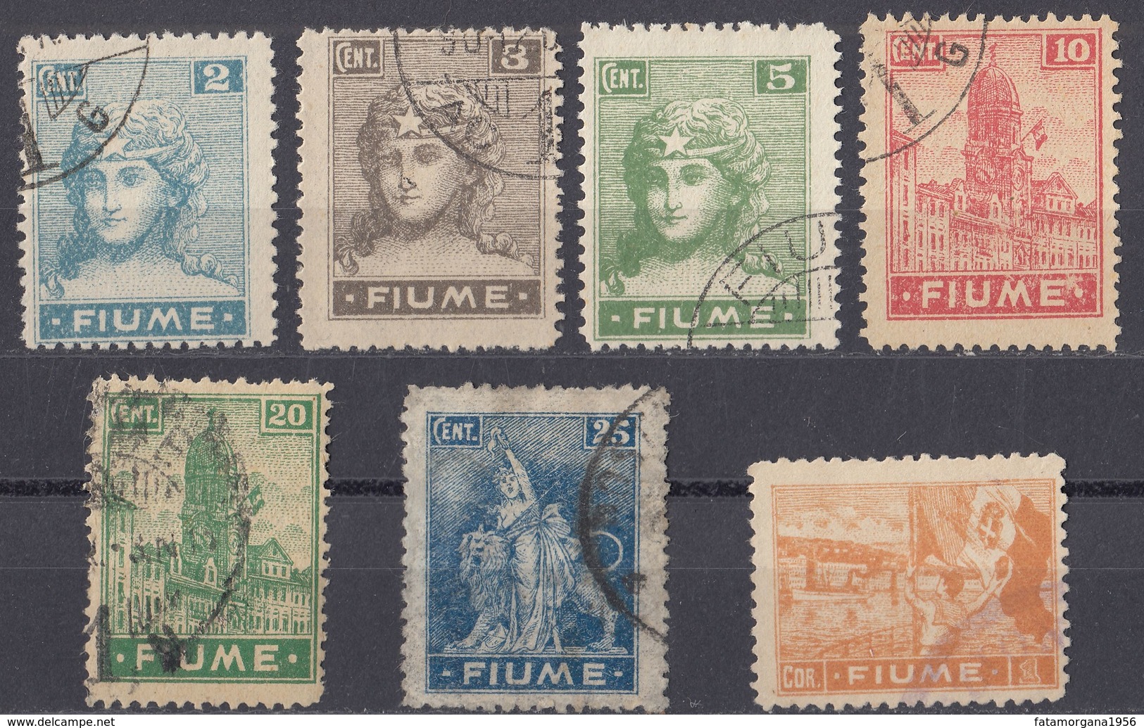 FIUME - 1919 - Lotto Di 7 Valori Usati: Yvert 32/35, 37, 38 E 44. - Fiume