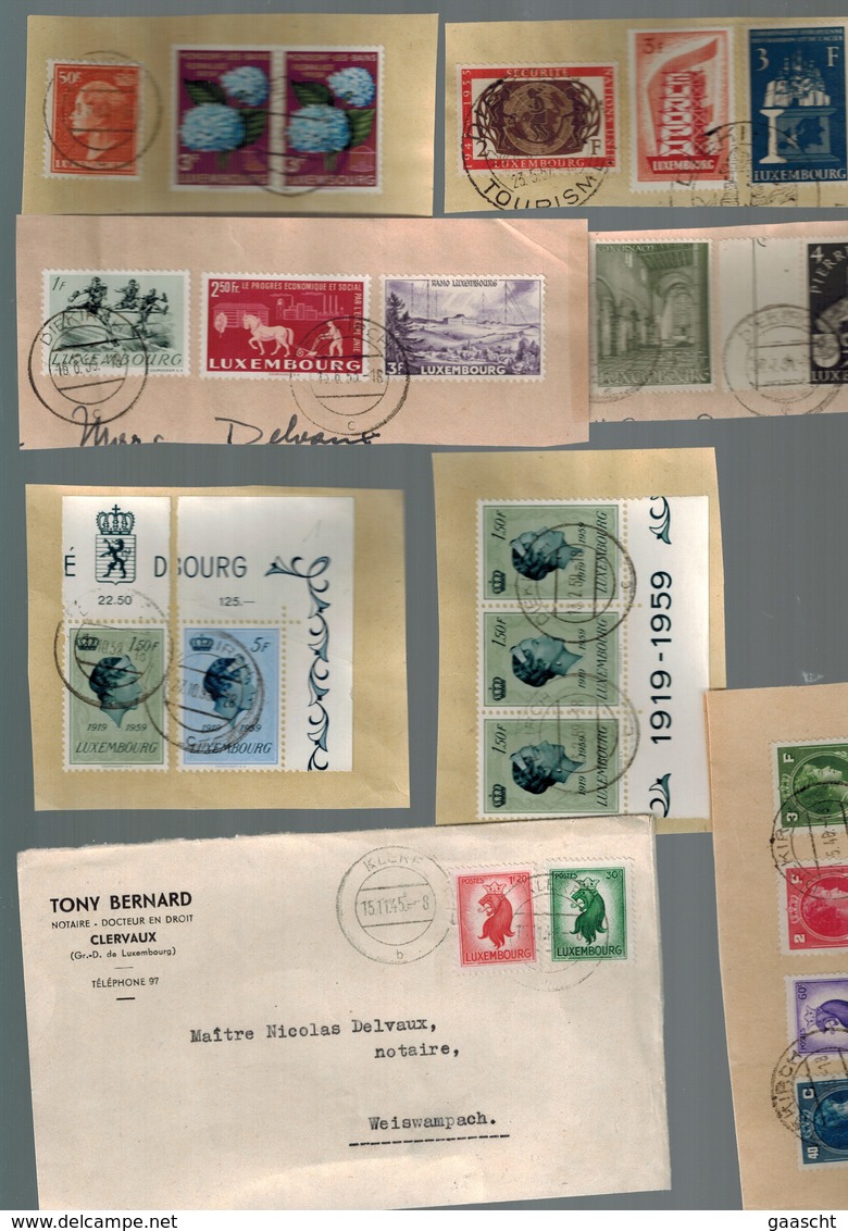 Luxembourg Différents Fragments Avec Timbres Oblitérés - Usados