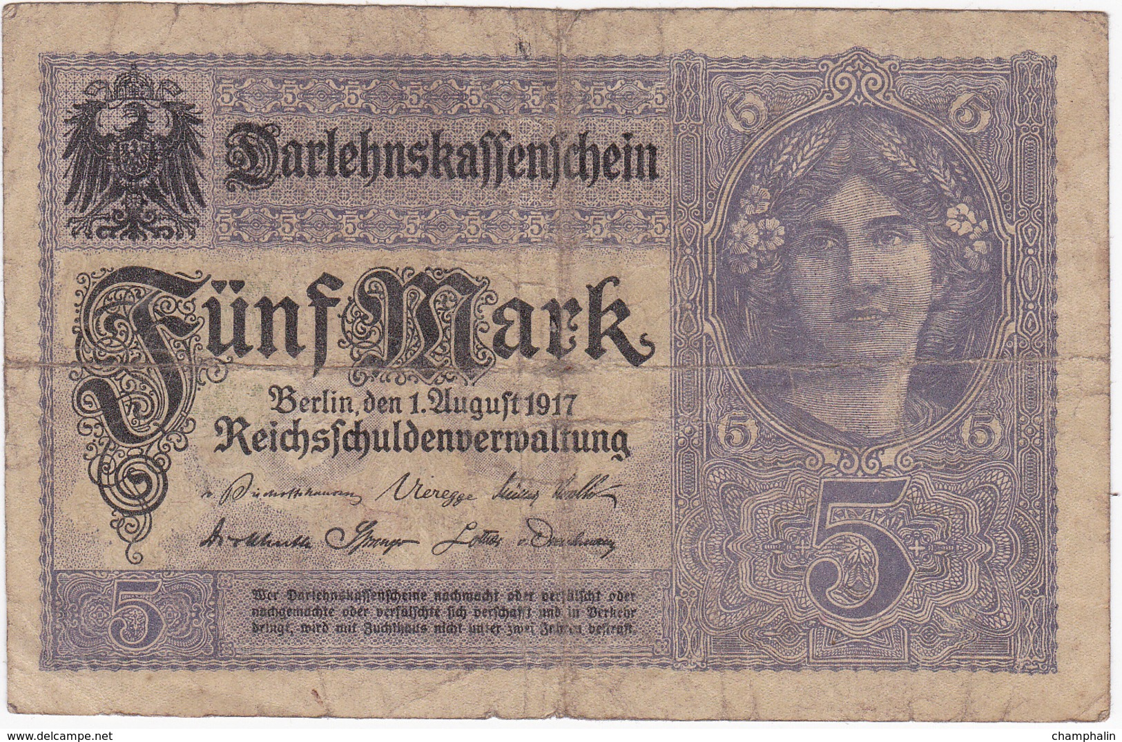 Allemagne - Billet De 5 Mark - 1er Août 1917 - 5 Mark