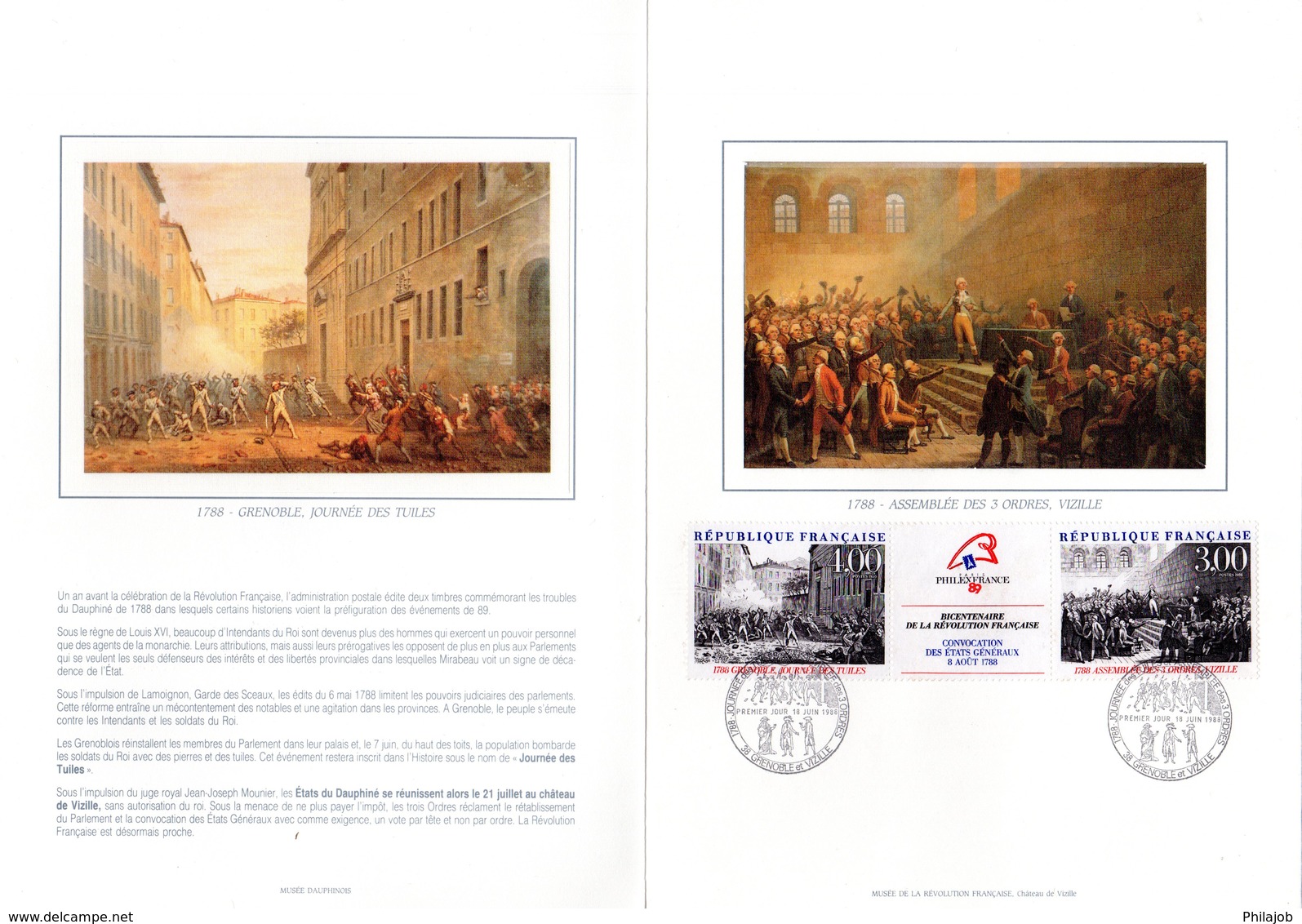 " REVOLUTION FRANCAISE : CONVOCATIONS DES ETATS GENERAUX " Sur Encart 1er Jour 4 Pages N°té Sur Soie N° YT T2538A. FDC - French Revolution