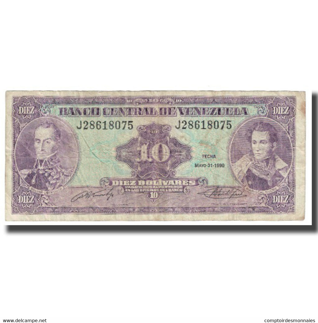 Billet, Venezuela, 10 Bolívares, 1990, 1990-05-31, KM:61d, TTB - Venezuela