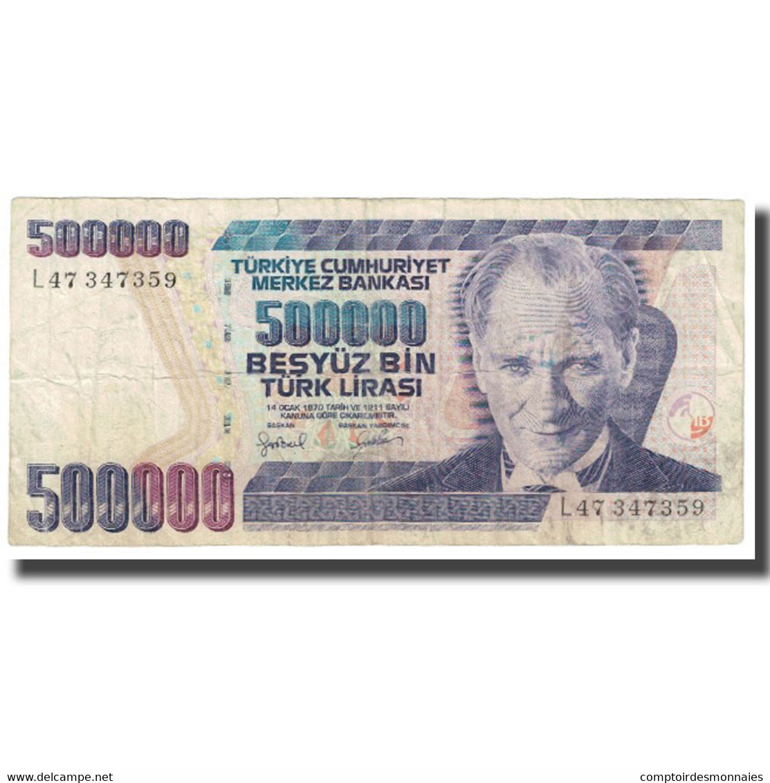 Billet, Turquie, 500,000 Lira, KM:212, TTB - Turquie