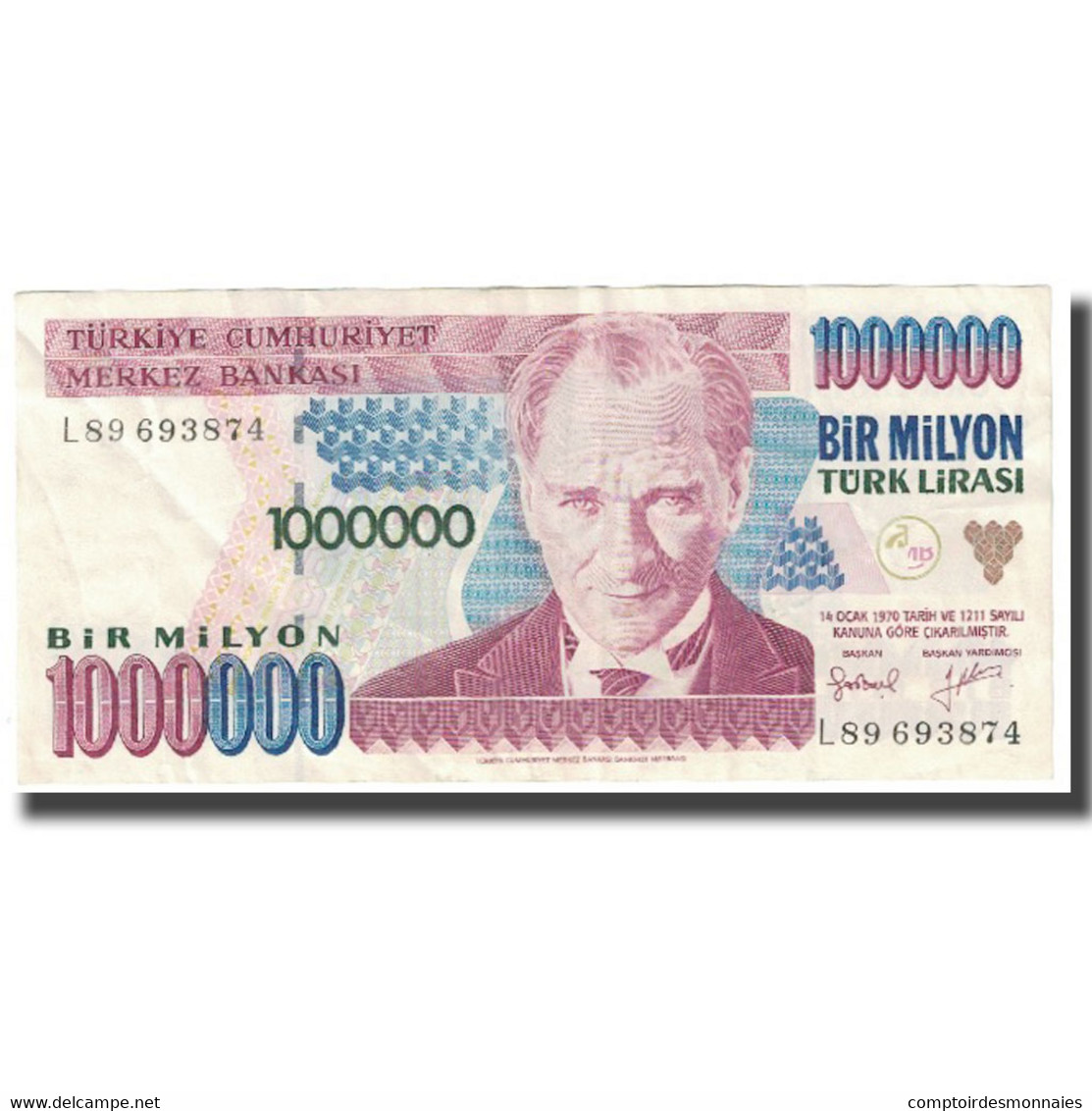 Billet, Turquie, 1,000,000 Lira, KM:213, TTB - Turkey