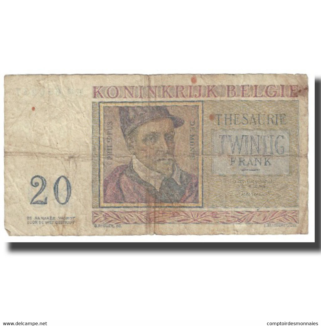 Billet, Belgique, 20 Francs, 1956, 1956-04-03, KM:132a, B - 20 Franchi