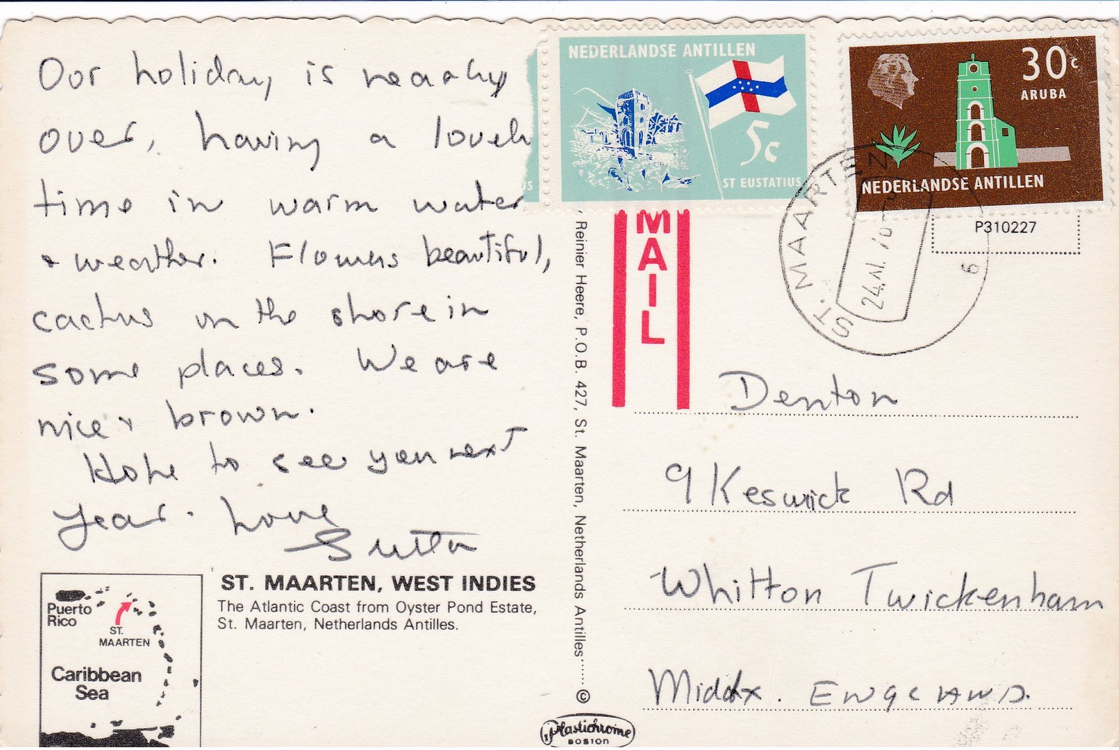 Modern Post Card Of Saint-Martin,Netherland Antilles,West Indies,L57. - Saint-Martin