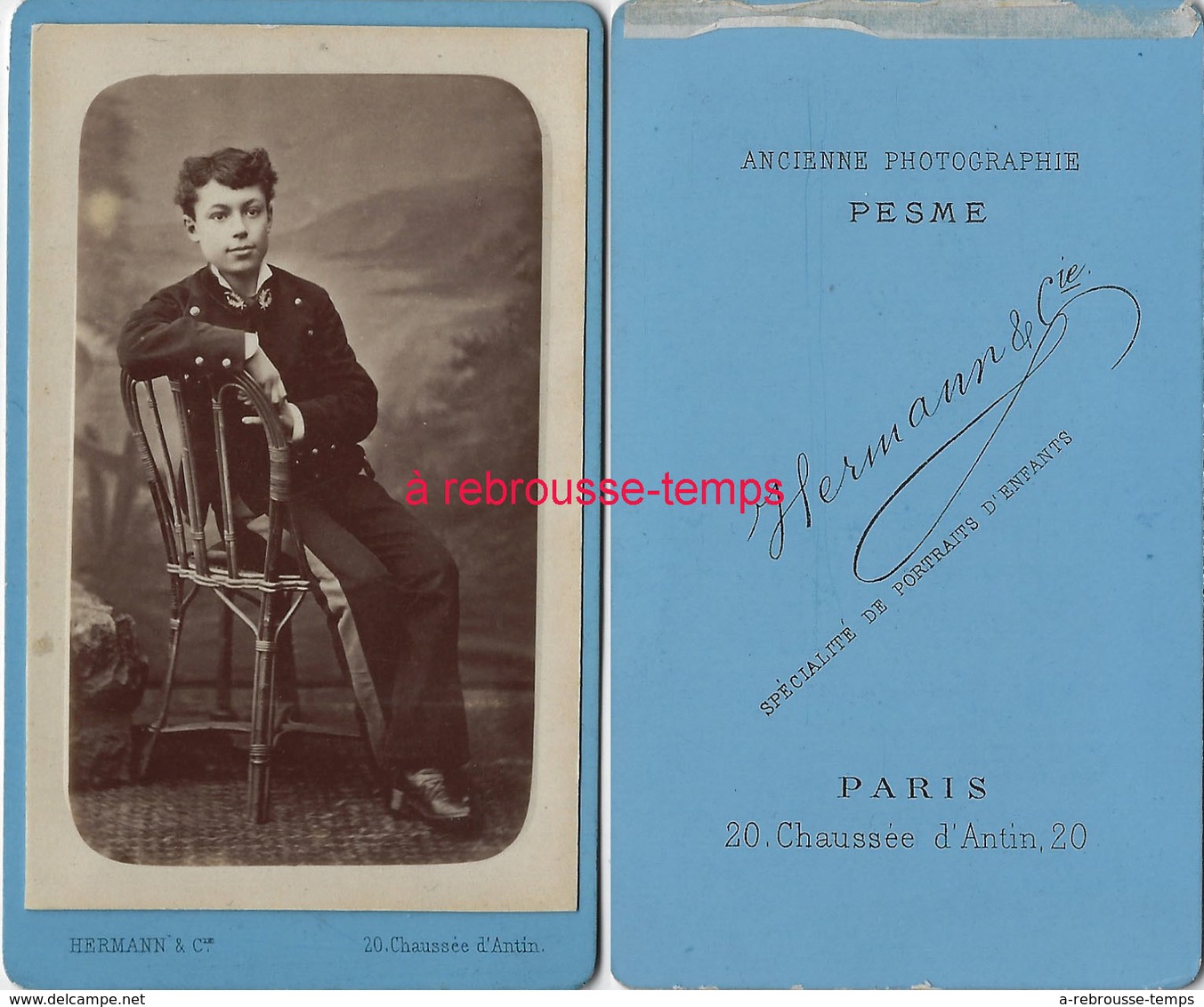 CDV Joli Garçon Assis-photo Hermann (ex Pesme) à Paris-très Bel état - Anciennes (Av. 1900)