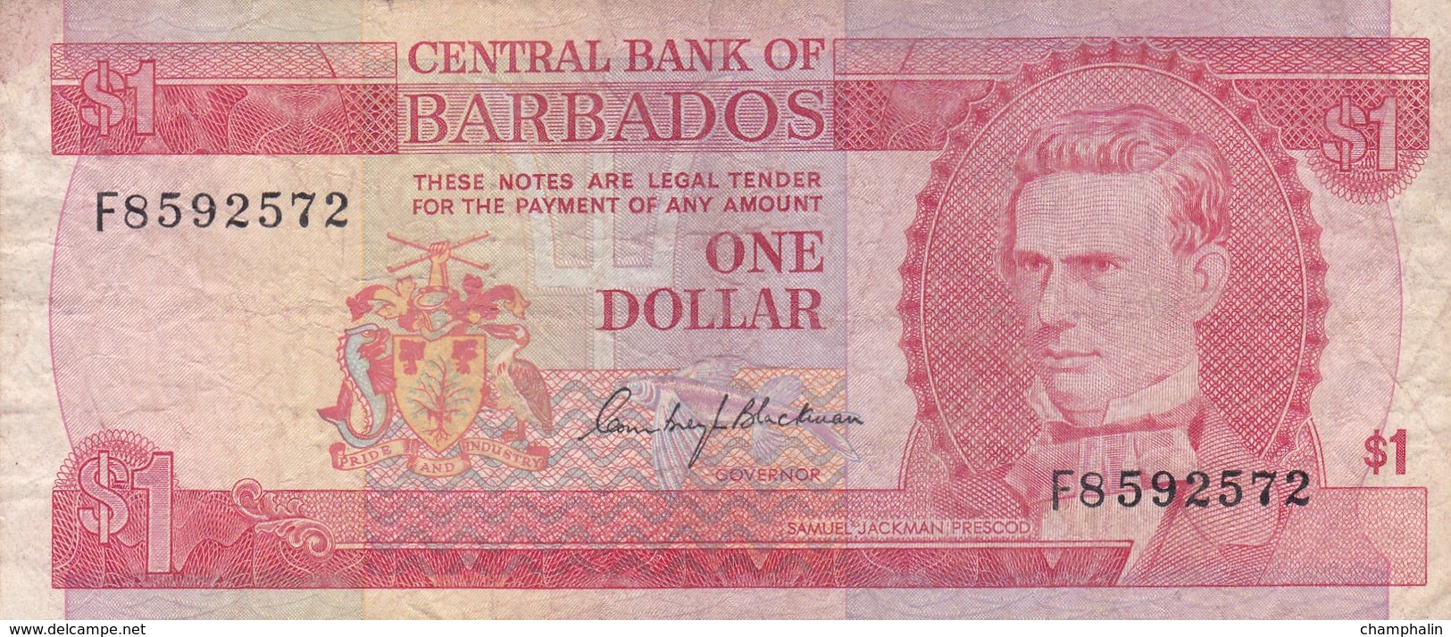 Barbades - Billet De 1 Dollar - Samuel Jackman Prescod - Non Daté - Barbados