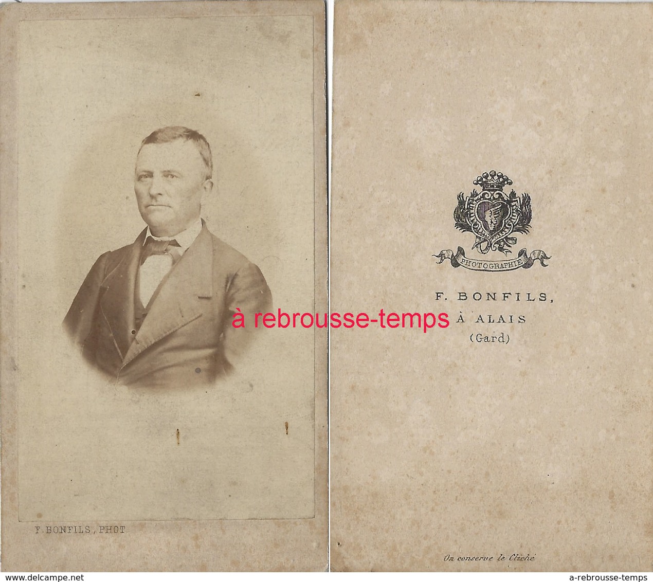 CDV Portrait D'homme-photo F. Bonfils à Alais - Anciennes (Av. 1900)