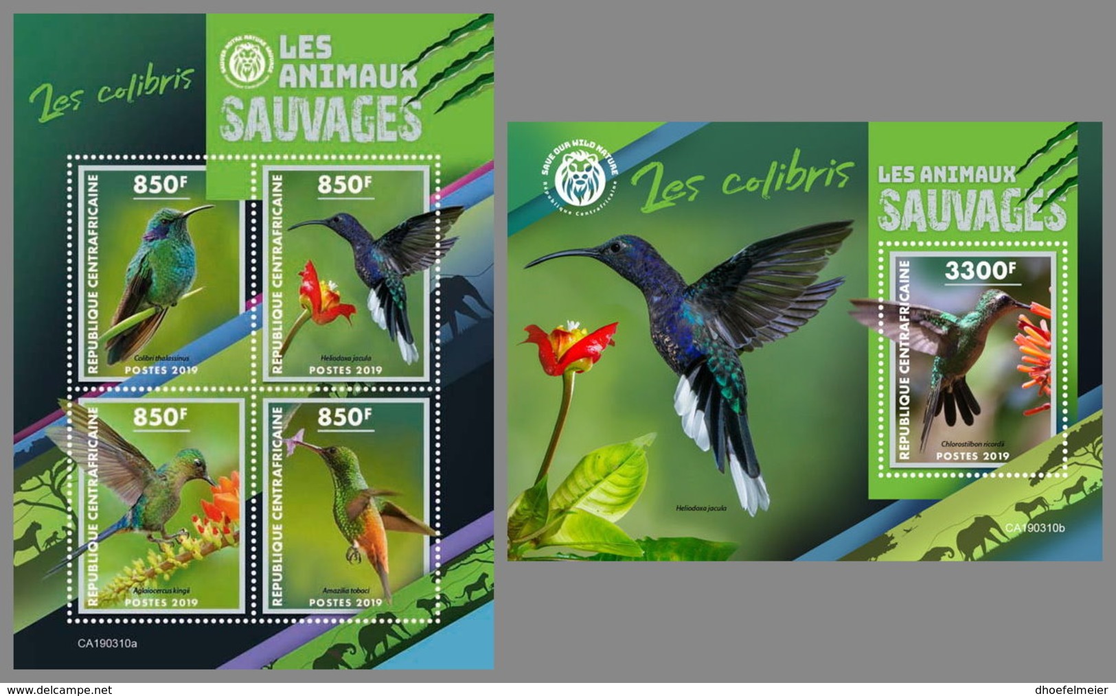 CENTRAL AFRICA 2019 MNH Colibri Kolibris Colibris M/S+S/S - OFFICIAL ISSUE - DH1922 - Colibris