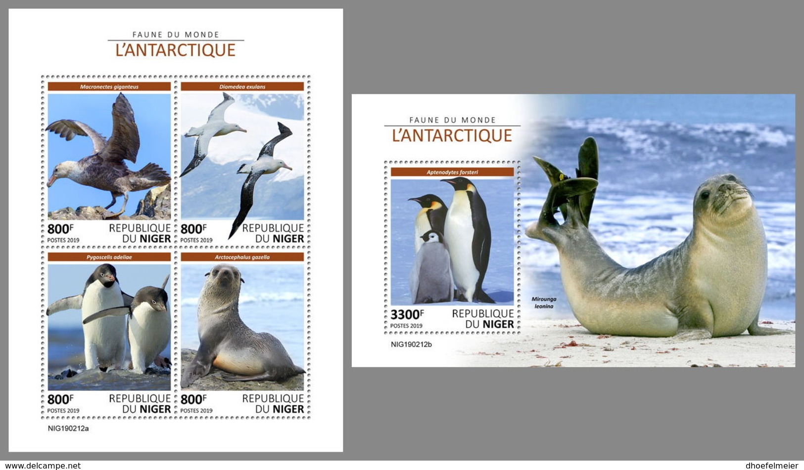 NIGER 2019 MNH Antarctic Animals Tiere Der Antarktis Animaux Antarctique M/S+S/S - OFFICIAL ISSUE - DH1922 - Fauna Antártica