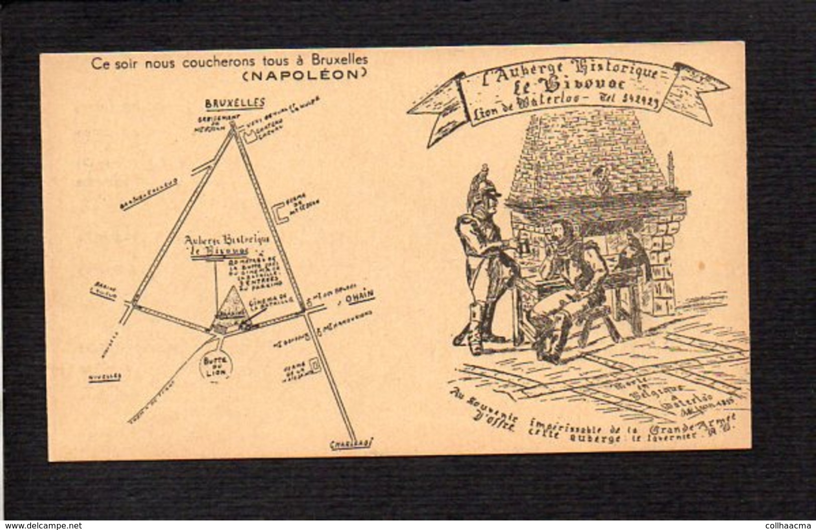 Carte De Visite / Auberge Historique  "Le Bivouac" Lion De Waterloo (Belgique) / Grande Armée De Napoléon - Tarjetas De Visita