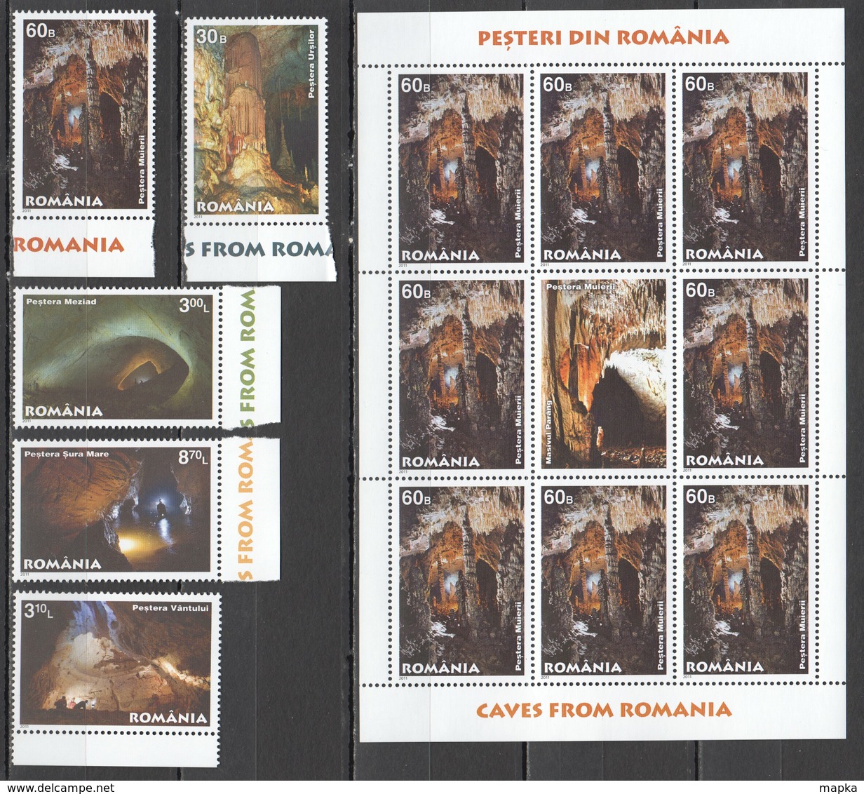 R378 2011 ROMANIA NATURE CAVES PESTERAS 1SH+5ST MNH - Autres & Non Classés