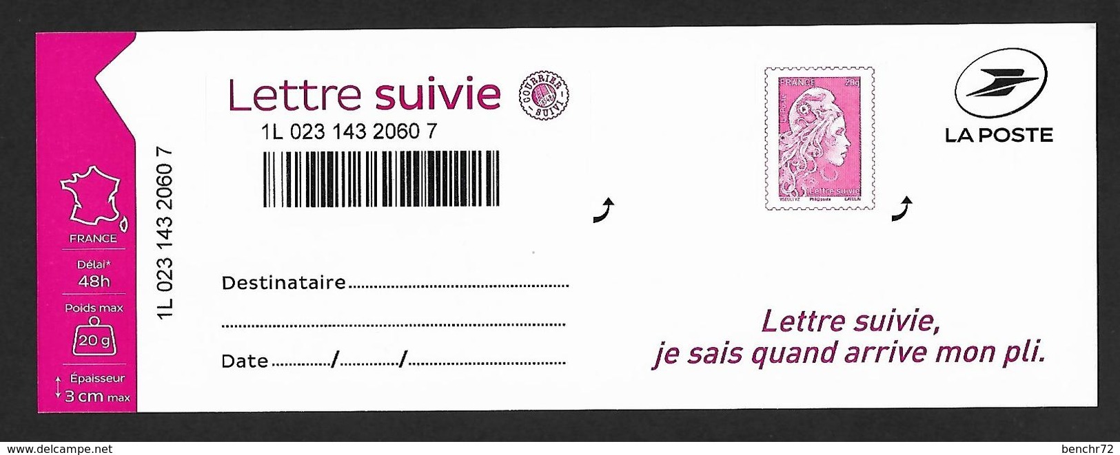 LETTRE SUIVIE - YSEULT YZ - L'ENGAGEE - ROSE - NEUF - NON PLIE - Other & Unclassified