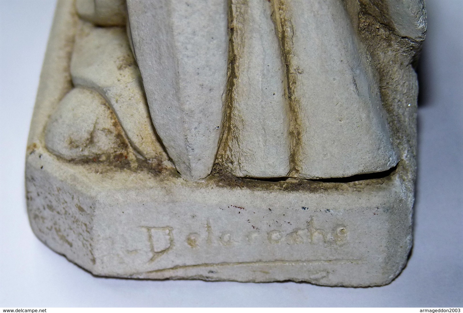 SCULPTURE RELIGIEUSE EN pierre reconstituée SAINT PAUL signée J.L. DELAROCHE TBE