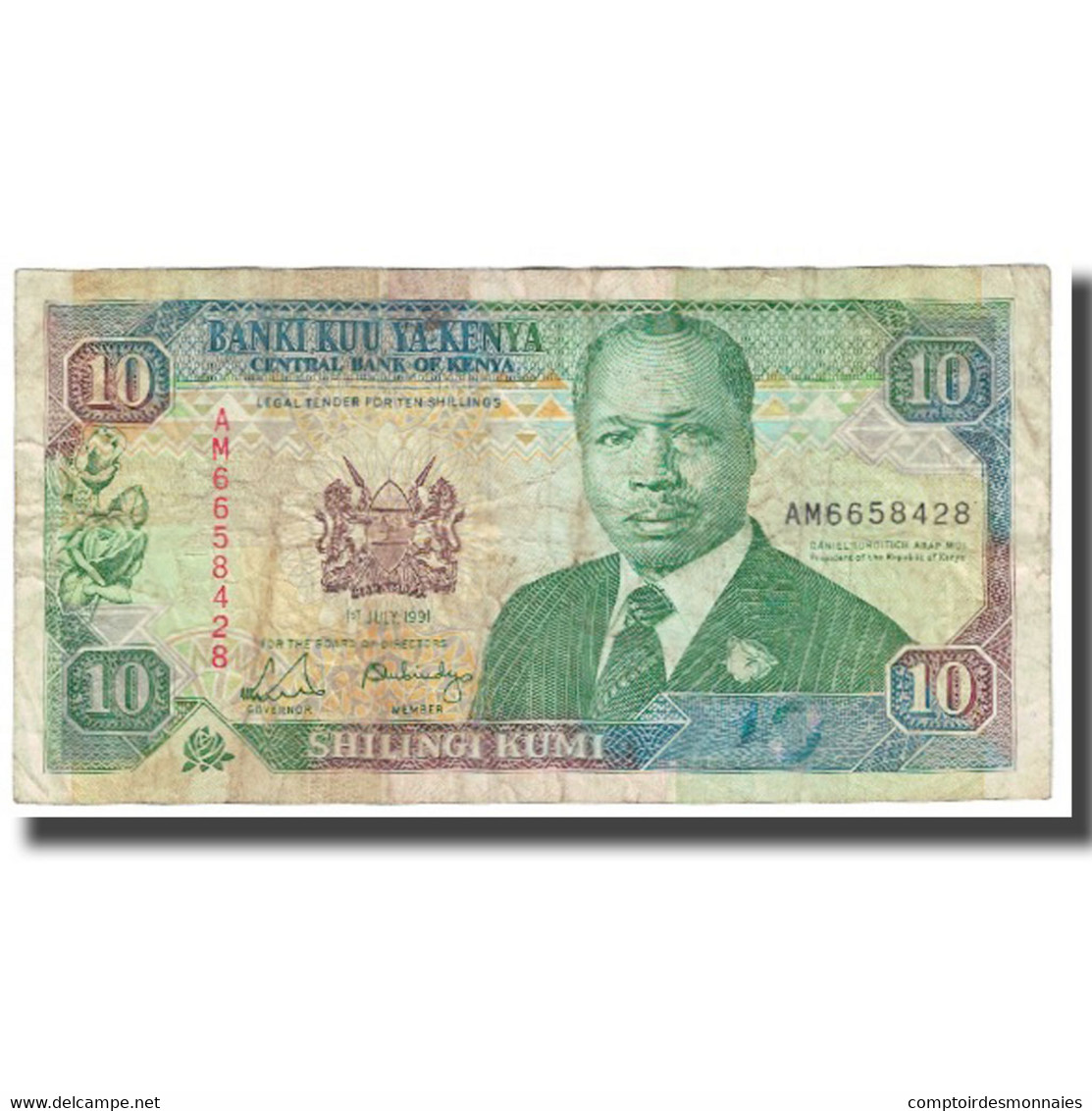 Billet, Kenya, 10 Shillings, 1991, 1991-07-01, KM:24c, B+ - Kenya