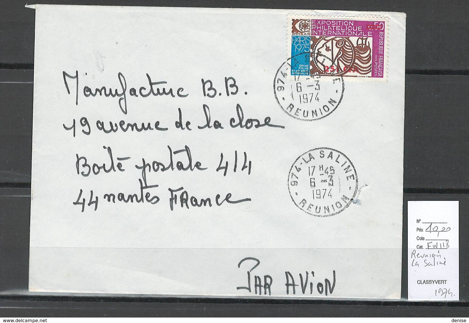 Reunion - Lettre  De LA SALINE - 1974 - Covers & Documents