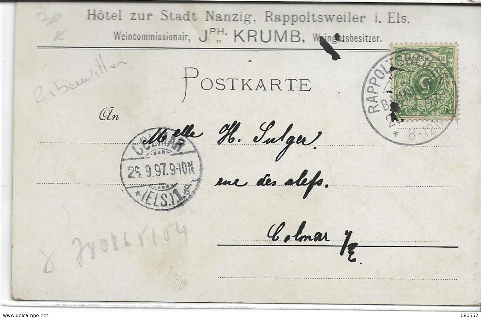 68 RAPPOLLSWEILER  . Grüss En 4 Clichés Dont Hôtel Zur Stadt , Joseph Krumb  , édit :  , écrite En 1897 , état Extra - Ribeauvillé