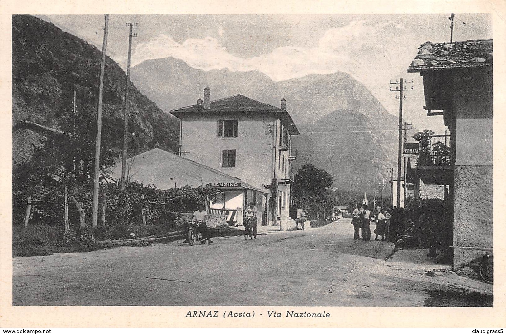 0585 "VALLE D'AOSTA - ARNAZ - VIA NAZIONALE - ANIMATA" CART. ORIG. NON SPED. - Altri & Non Classificati