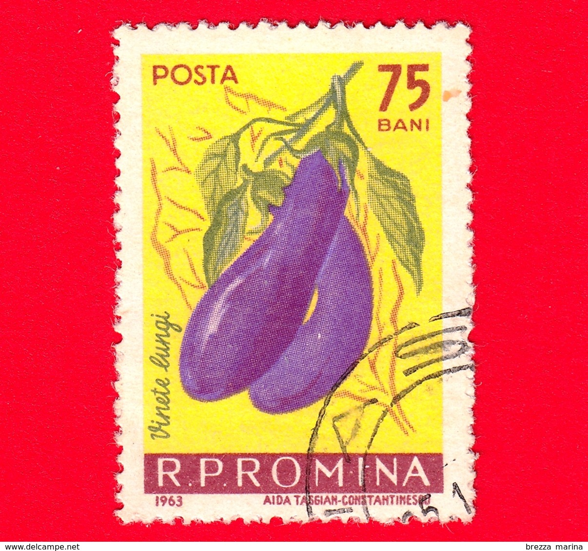 ROMANIA - 1963 - Verdure - Melanzane - Eggplant / Aubergine (Solanum Melongena) - 75 - Usati