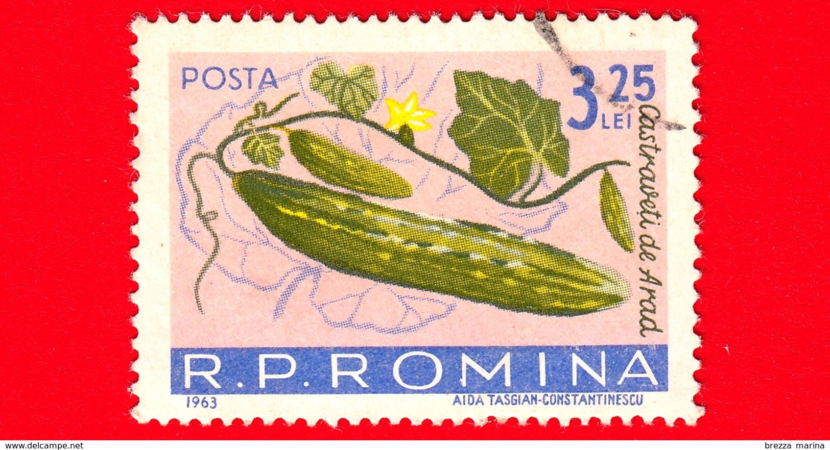 ROMANIA - 1963 - Verdure - Cetriolo - Cucumber (Cucumis Sativus) - 3.25 - Usati
