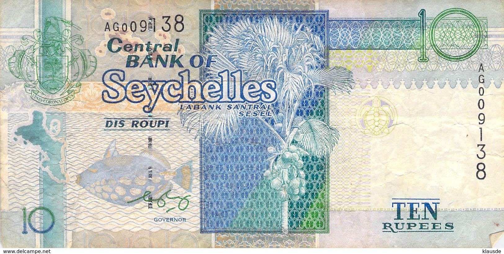 10 Rupie Seychelles VF/F (III) - Seychellen