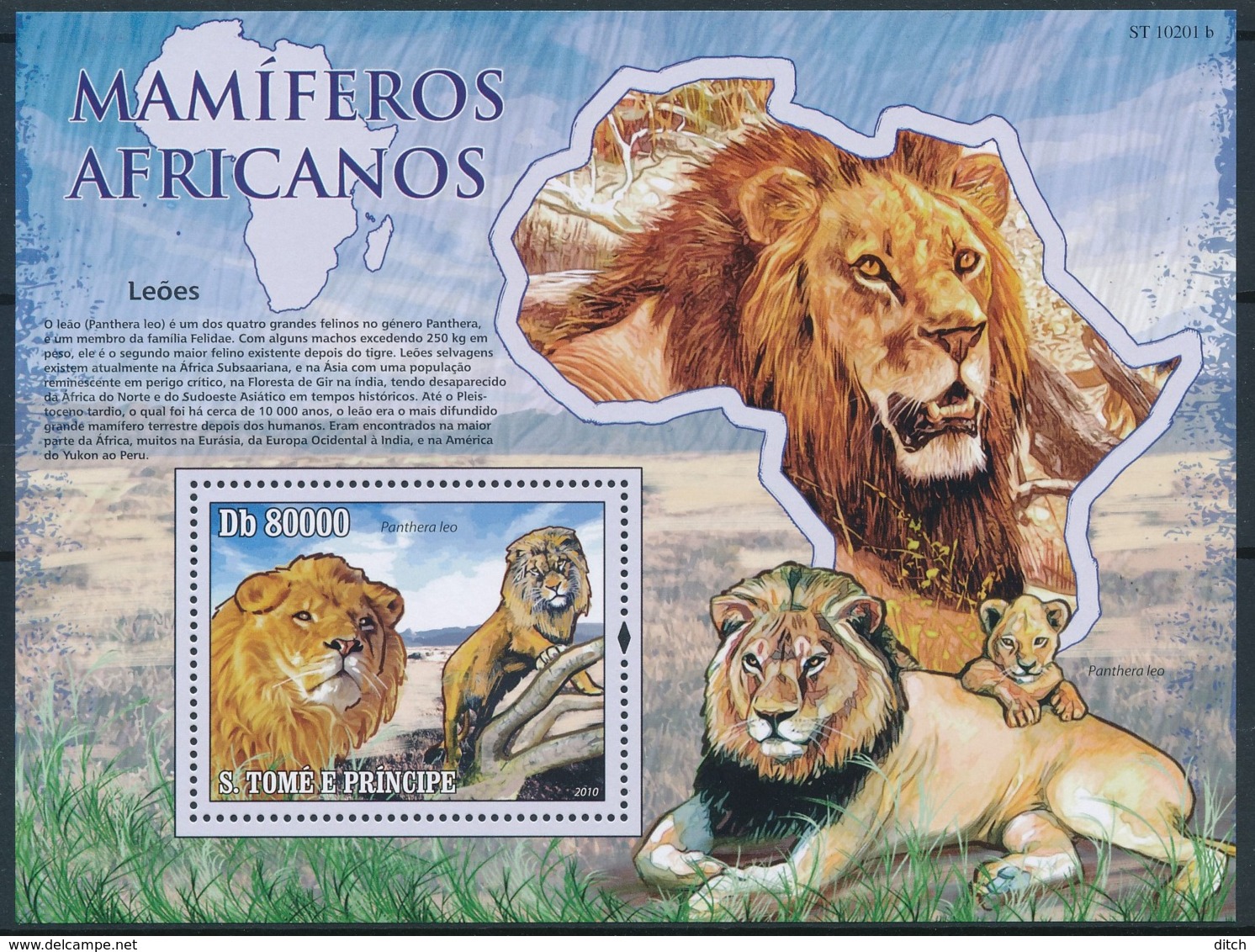 D - [401686]TB//**/Mnh-Sao Tomé-et-Principe 2009 - Mammifères Africain, Lions - Big Cats (cats Of Prey)