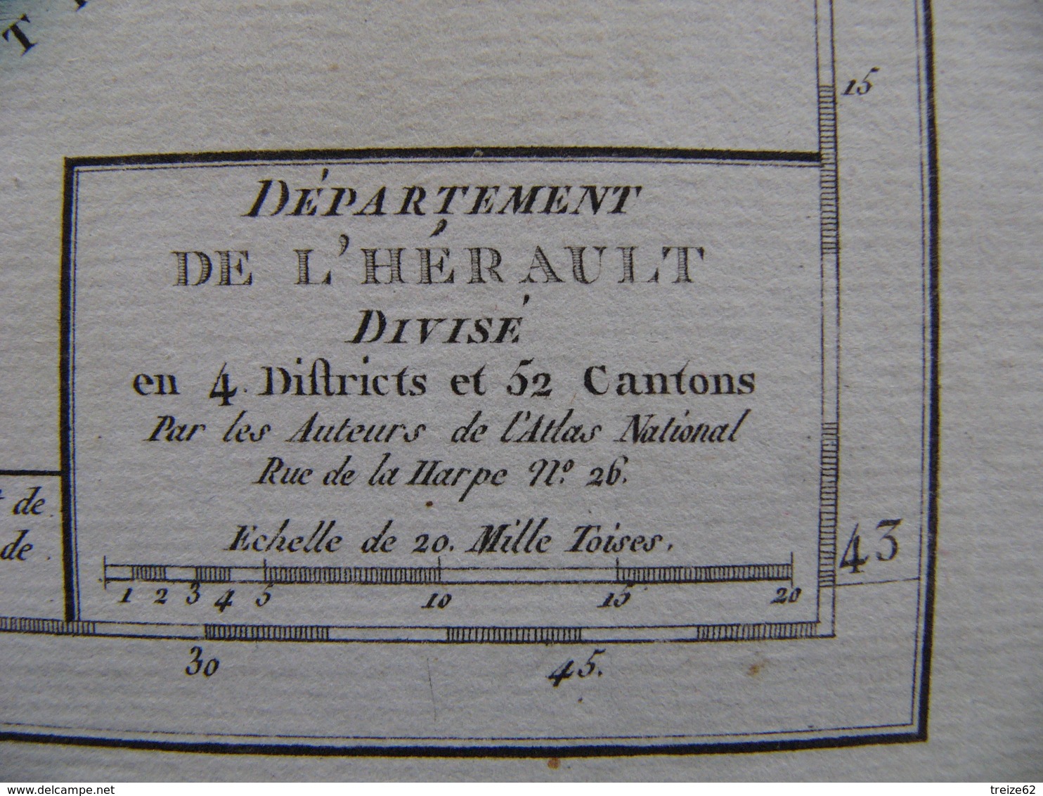 Révolution Française Carte Hérault 1793 Montpellier Béziers Sete Agde Lunel - Cartes Géographiques